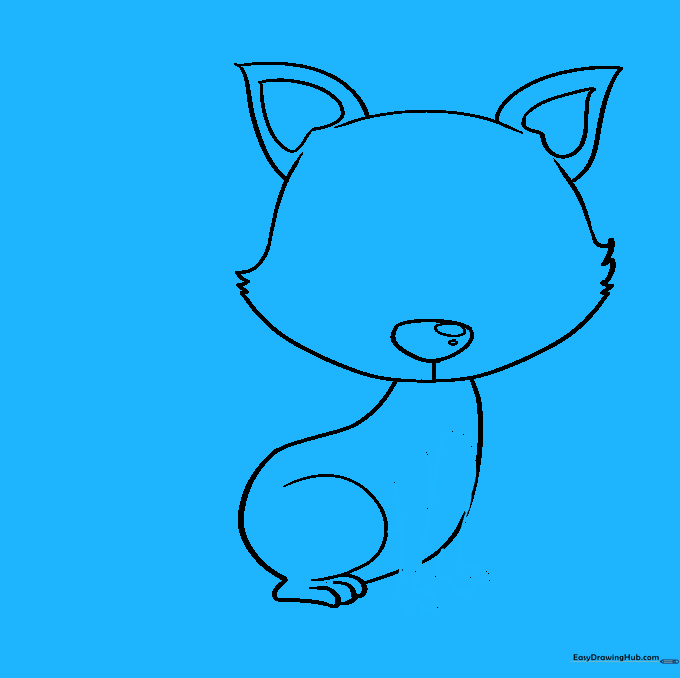 Drawing the front legs and underbelly of the fox.