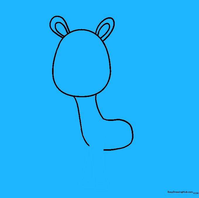 Drawing the two front legs with small bands at the bottom to represent hooves.