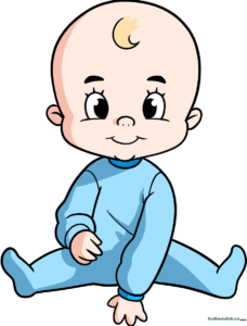 A colorful, finished illustration of a cute cartoon baby, perfect for kids to reference.
