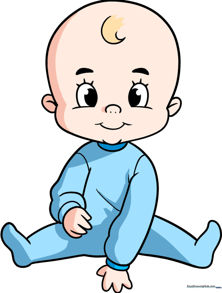 A colorful, finished illustration of a cute cartoon baby, perfect for kids to reference.