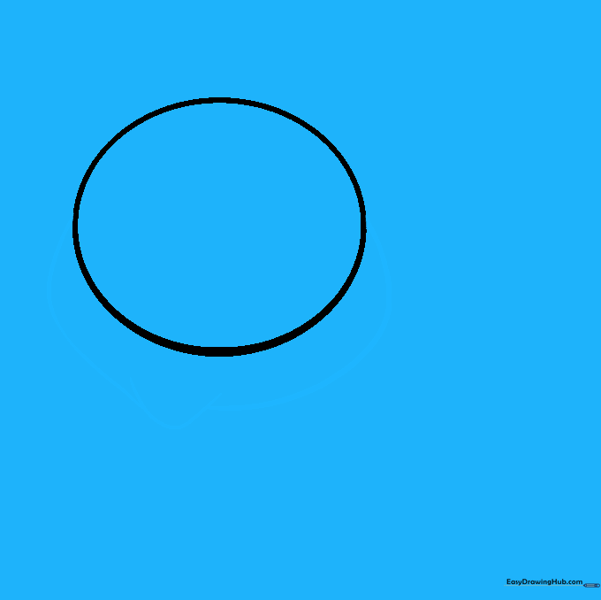 Adding a U-shaped chin and curved cheek lines to the base circle.