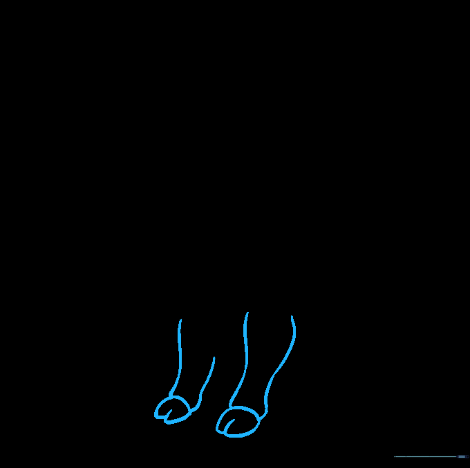 Two front legs with detailed hooves added to the body.