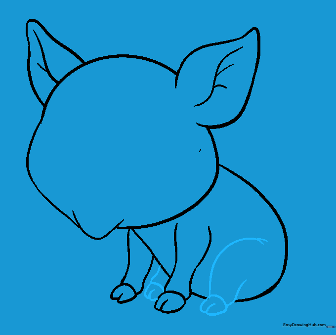 Two rear legs added to the pig's body, showing a sitting posture.