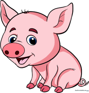 A colorful, friendly baby pig illustration, perfect for kids to learn drawing.