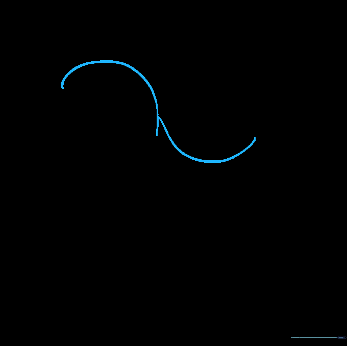 Pencil sketch showing two overlapping curved lines forming the top of a baby seal's head and back.