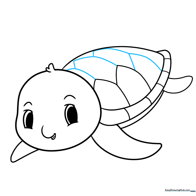 The turtle shell fully detailed with geometric patterns.