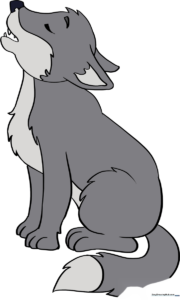 A completed, colorful illustration of a baby wolf, perfect for kids to reference.