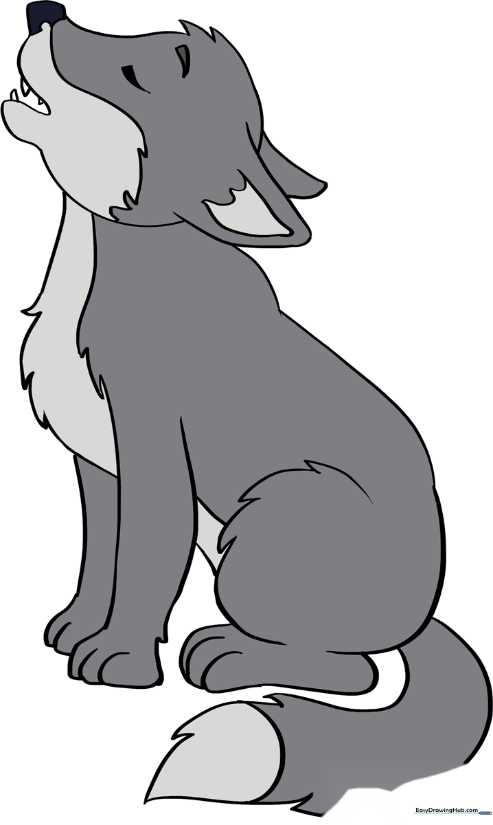 A completed, colorful illustration of a baby wolf, perfect for kids to reference.
