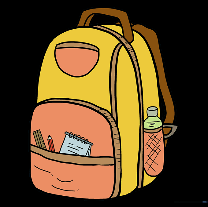 A fully colored and completed backpack drawing.
