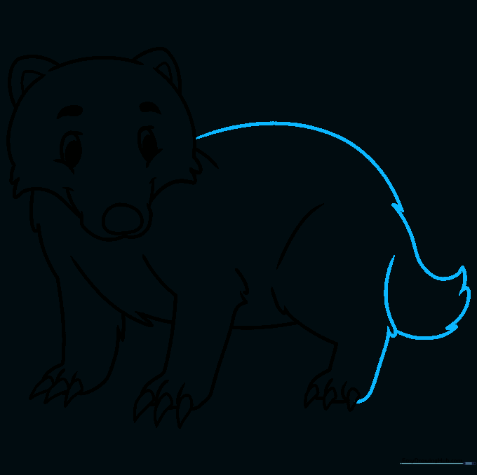 Badger outline showing the back and a bushy, textured tail.