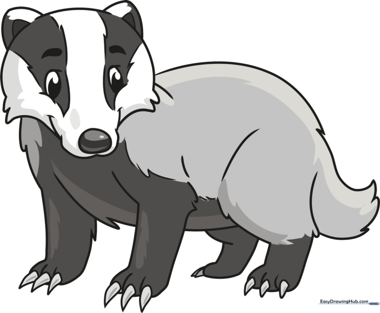 A friendly, finished cartoon badger illustration, perfect for kids' art projects.