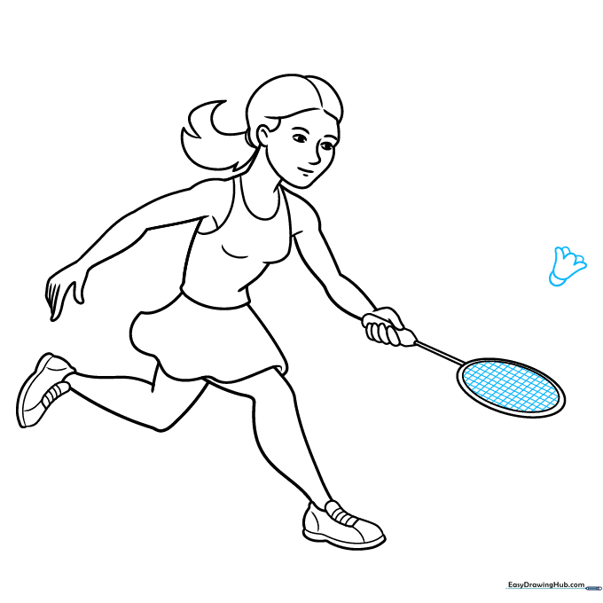 Drawing the shuttlecock and racket grid detail.