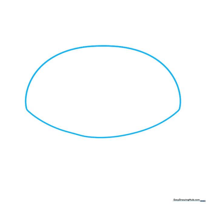 Pencil sketch of an irregular oval shape representing the top of a bagel.
