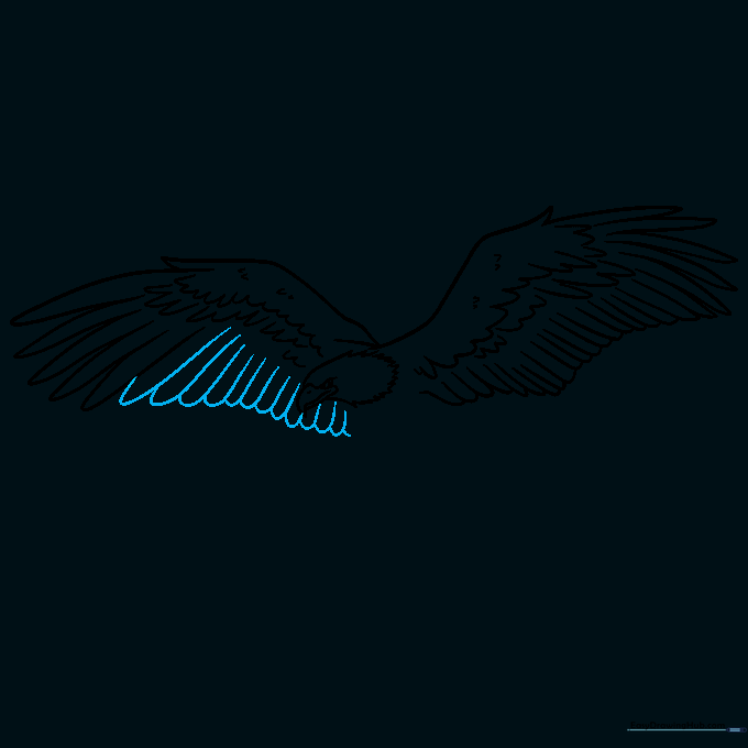 Refining the bottom edge of the second wing with overlapping feather details.