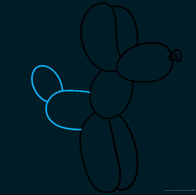 Sketching the main body and the small tail of the balloon dog.