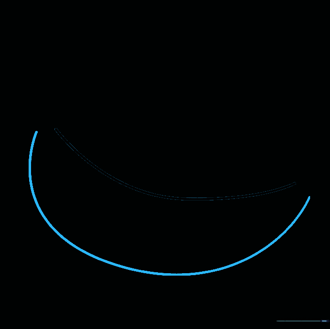 Two parallel curved lines forming a crescent shape, the basic outline of a banana.