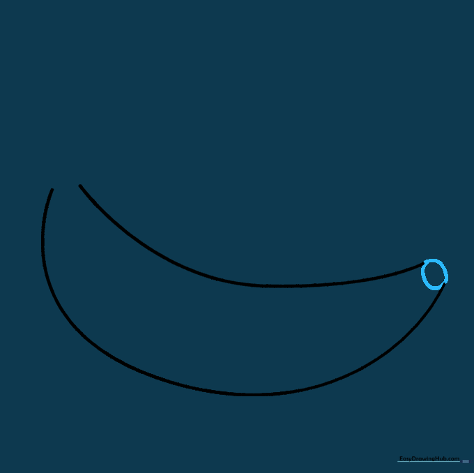 A small circle connecting the two curved lines at the bottom tip of the banana.