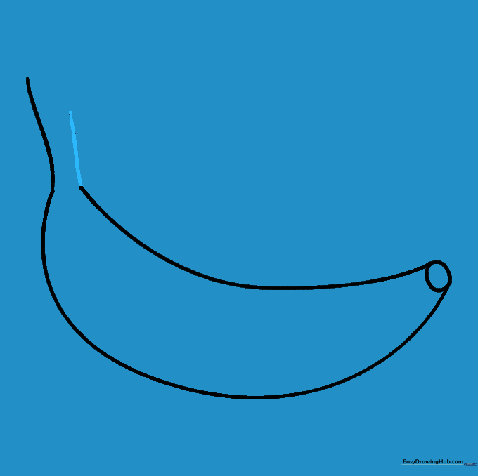 A second short curved line added to the top of the banana stem area.