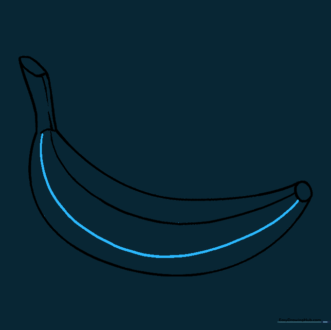 A second curved line added to the banana to complete the peel texture.