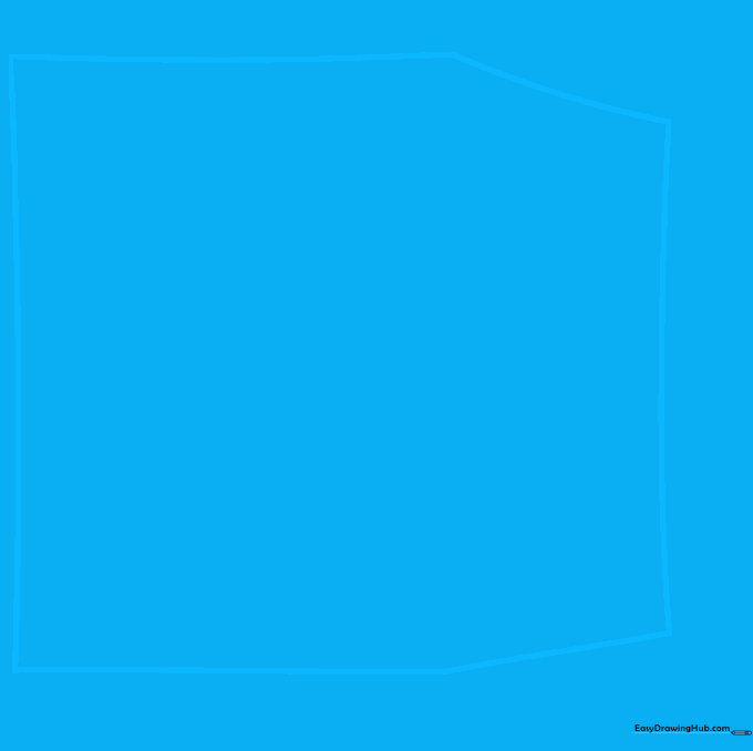 An irregular hexagon outline representing the front and side view of a bank vault.