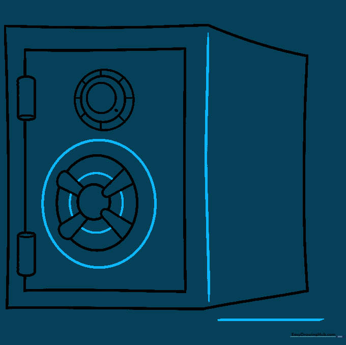 Refined vault knob with concentric circles and spoke details.