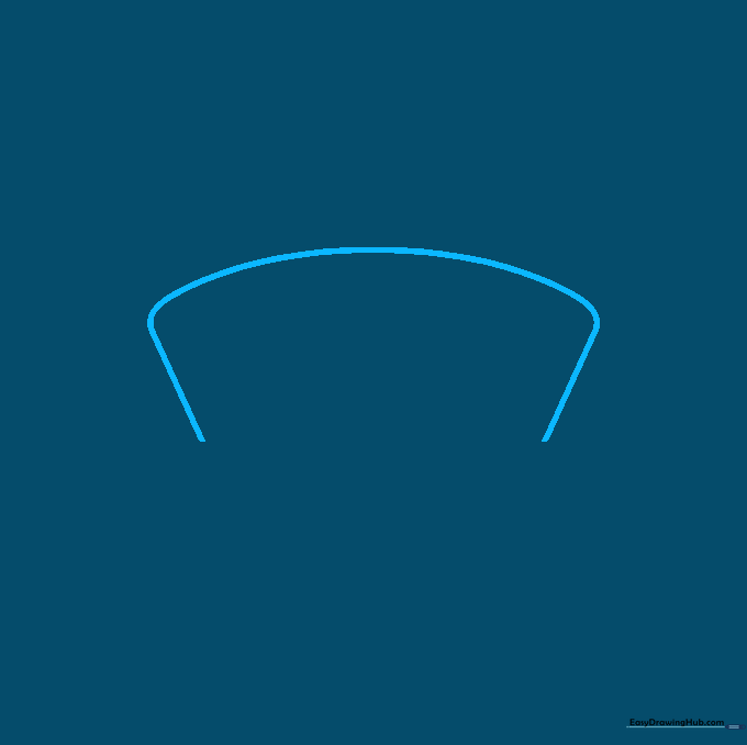 A single curved line representing the top fold of a ribbon banner.