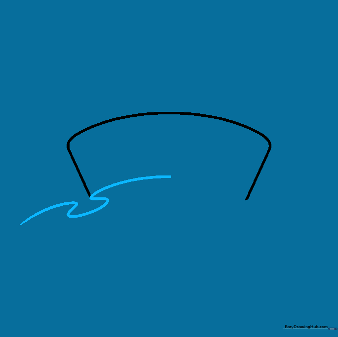 Drawing the bottom wavy edge of the banner to show depth.