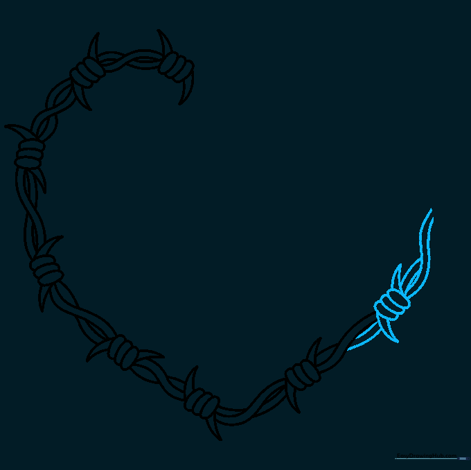 Continuing the wire upward along the right curve of the heart.