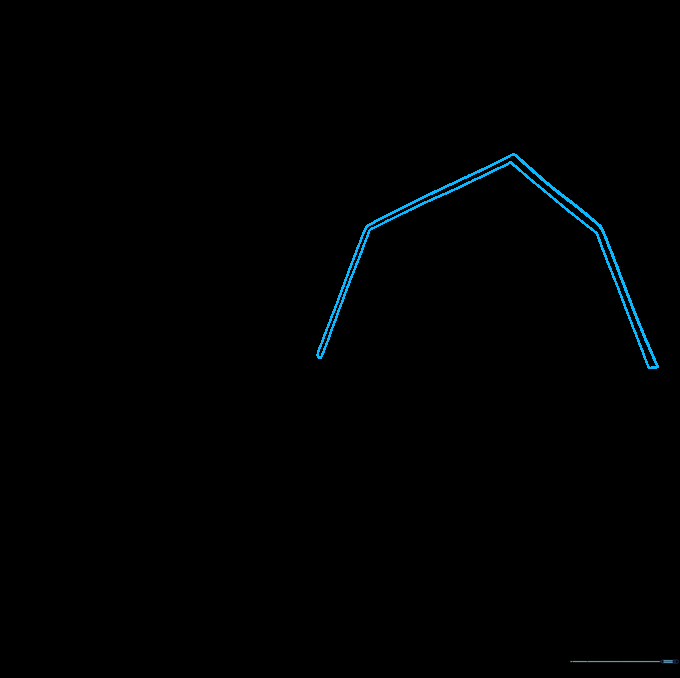 Pencil sketch showing the initial pentagon-shaped outline for the barn roof.