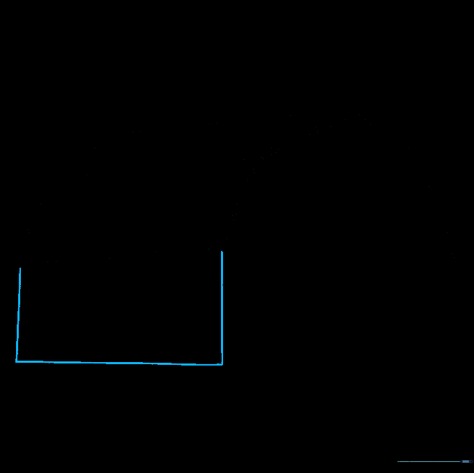 Sketching a large rectangle beneath the roof to create the barn's main wall.