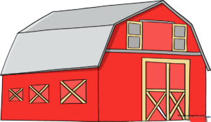 A colorful, finished illustration of a classic farm barn.