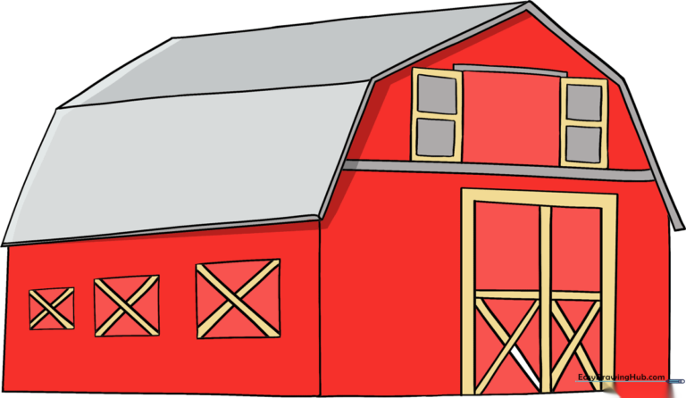 A colorful, finished illustration of a classic farm barn.