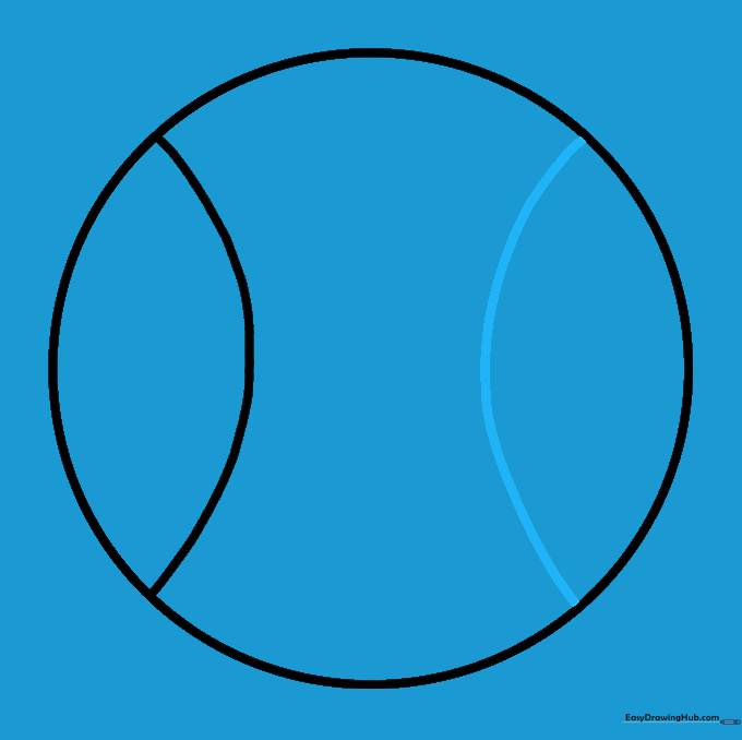 A circle with two symmetrical curved lines representing the baseball seams.
