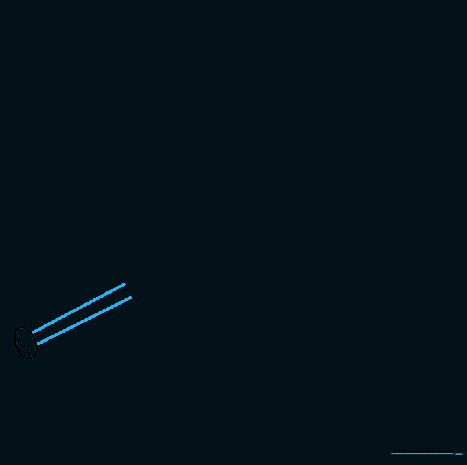 Two vertical parallel lines rising from the knob to form the handle of the baseball bat.