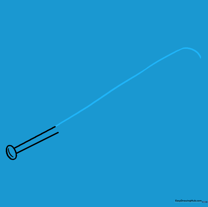 A curved line extending from the handle to outline the transition into the thicker barrel of the bat.