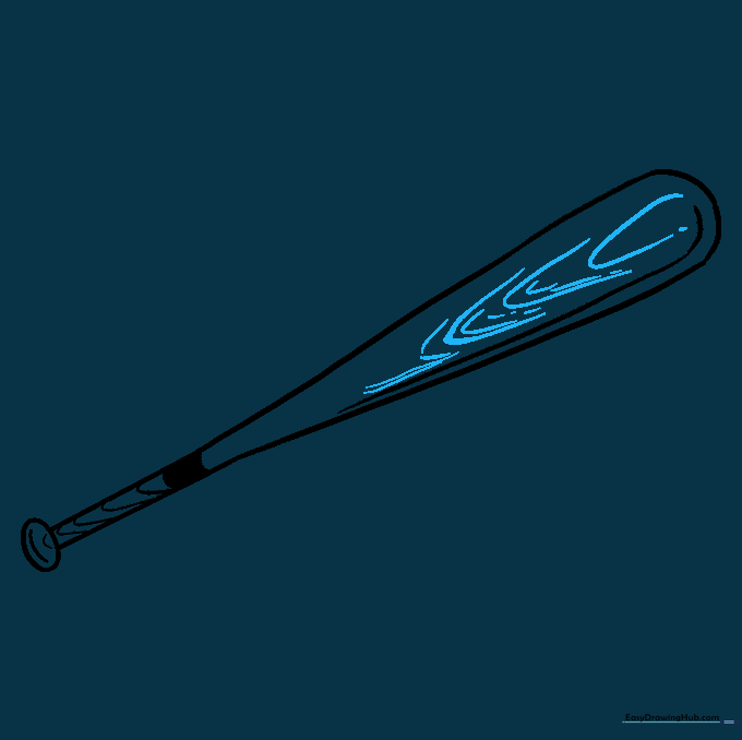 Adding U-shaped marks and dots to the barrel of the bat to create a detailed wood grain texture.