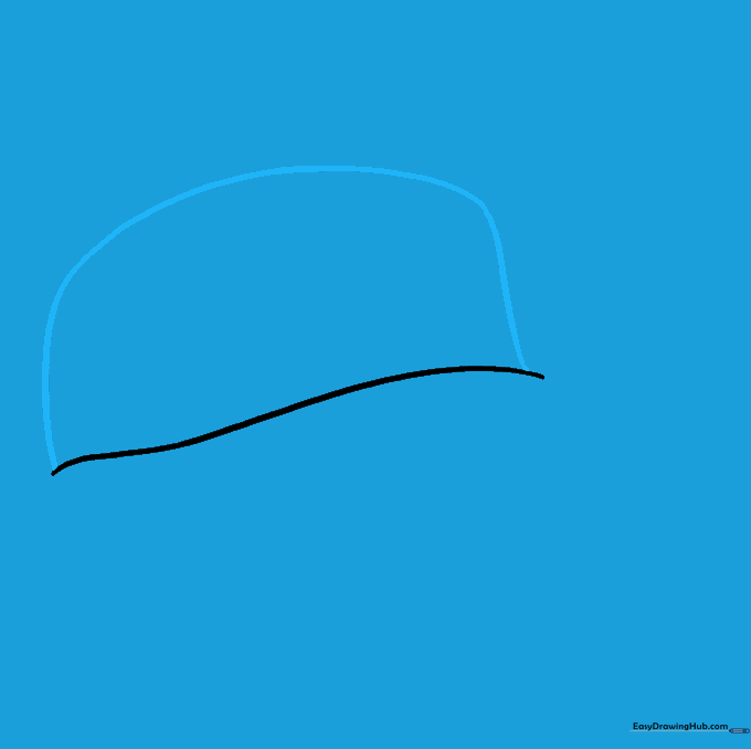 A dome-shaped crown added to the top of the previously drawn bill line.