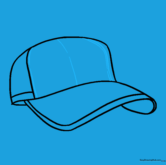 Dashed lines added to the crown to represent the seams of the cap.