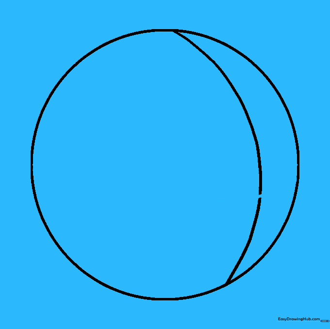 A circle with two intersecting curved lines forming a cross shape.