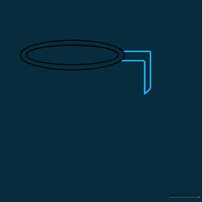 Drawing the metal bracket that connects the basketball rim to the backboard.