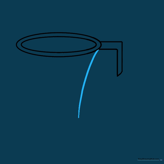 A single curved line extending from the rim to start the outline of the basketball net.