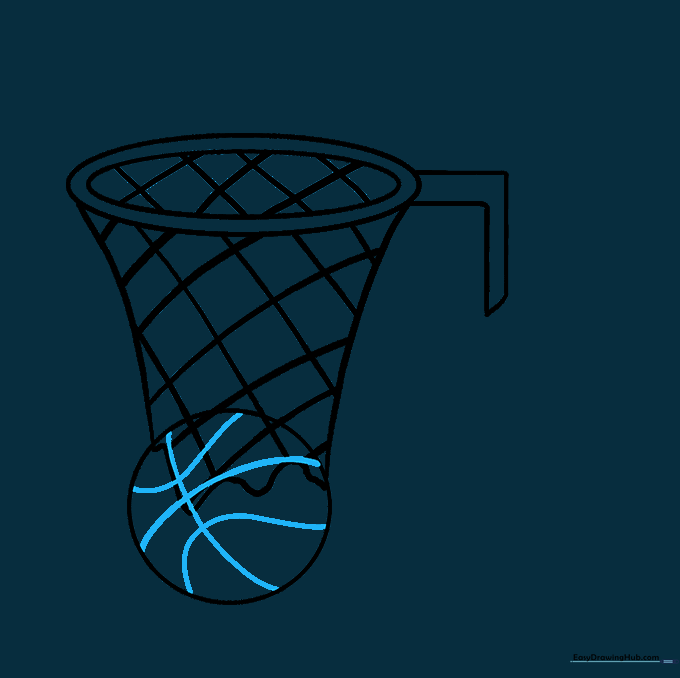 Adding the curved seam lines to the basketball to give it realistic detail.