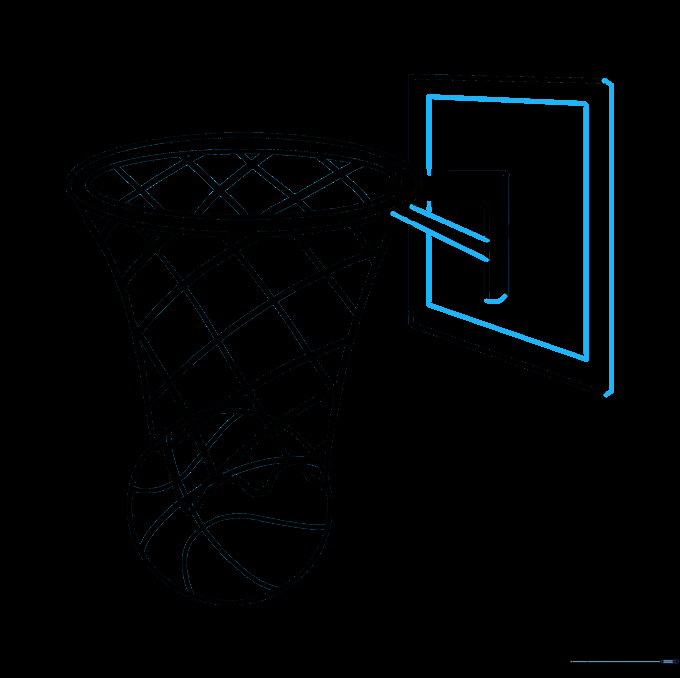 Adding the inner rectangle and support struts to the backboard for a complete look.