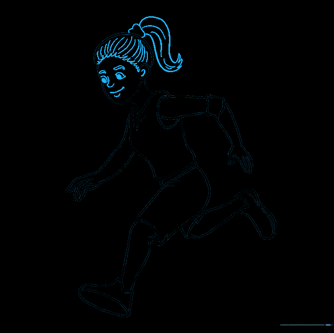 Adding facial features, hair, and ponytail to the basketball player.