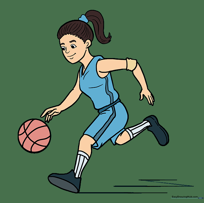 The final colored basketball player drawing.