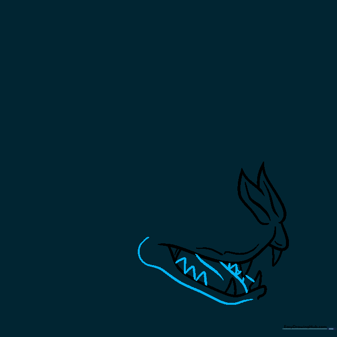 Detailed sketch of a bat's open mouth showing the tongue and inner jaw structure.