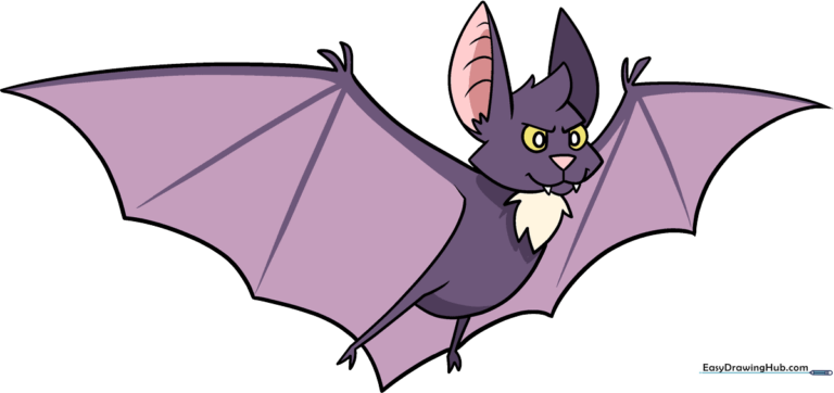 Colorful illustration of a friendly cartoon bat, representing the final result of the tutorial.