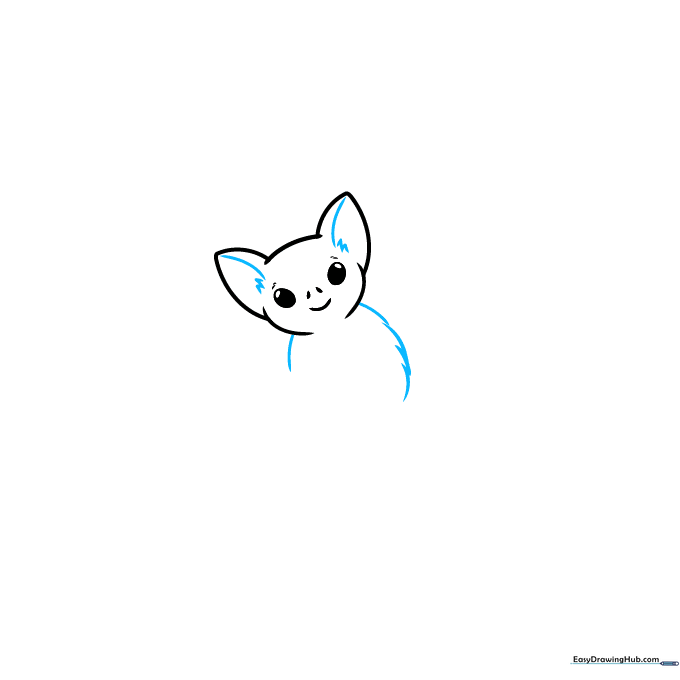 Adding zigzag details to the ears and starting the furry body outline.