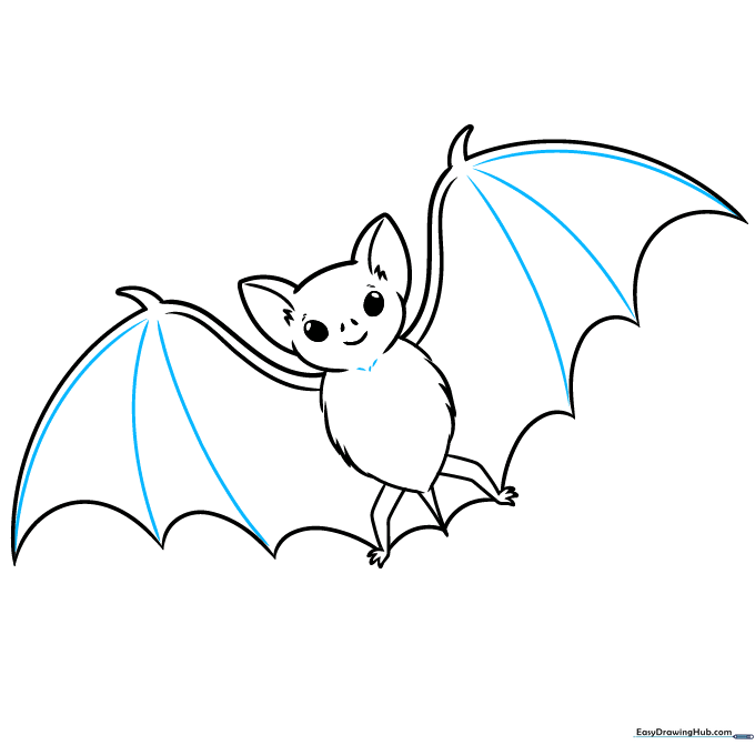 Adding wing bone details and final fur texture lines.