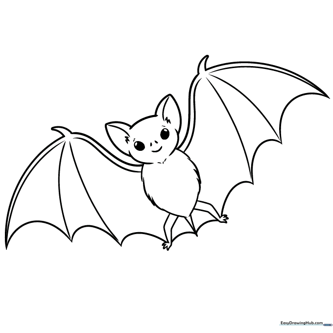 A finished, colored cartoon bat drawing.